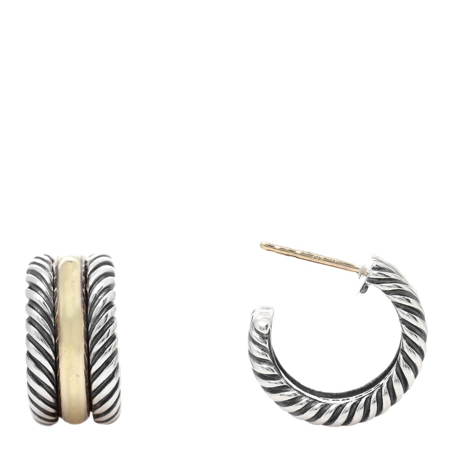 Sterling Silver 14K Yellow Gold 16mm Cable Classics Hoop Earrings