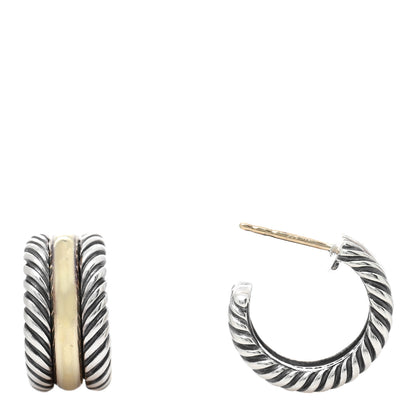 David Yurman Sterling Silver 14K Yellow Gold 16mm Cable Classics Hoop Earrings 1 of 4