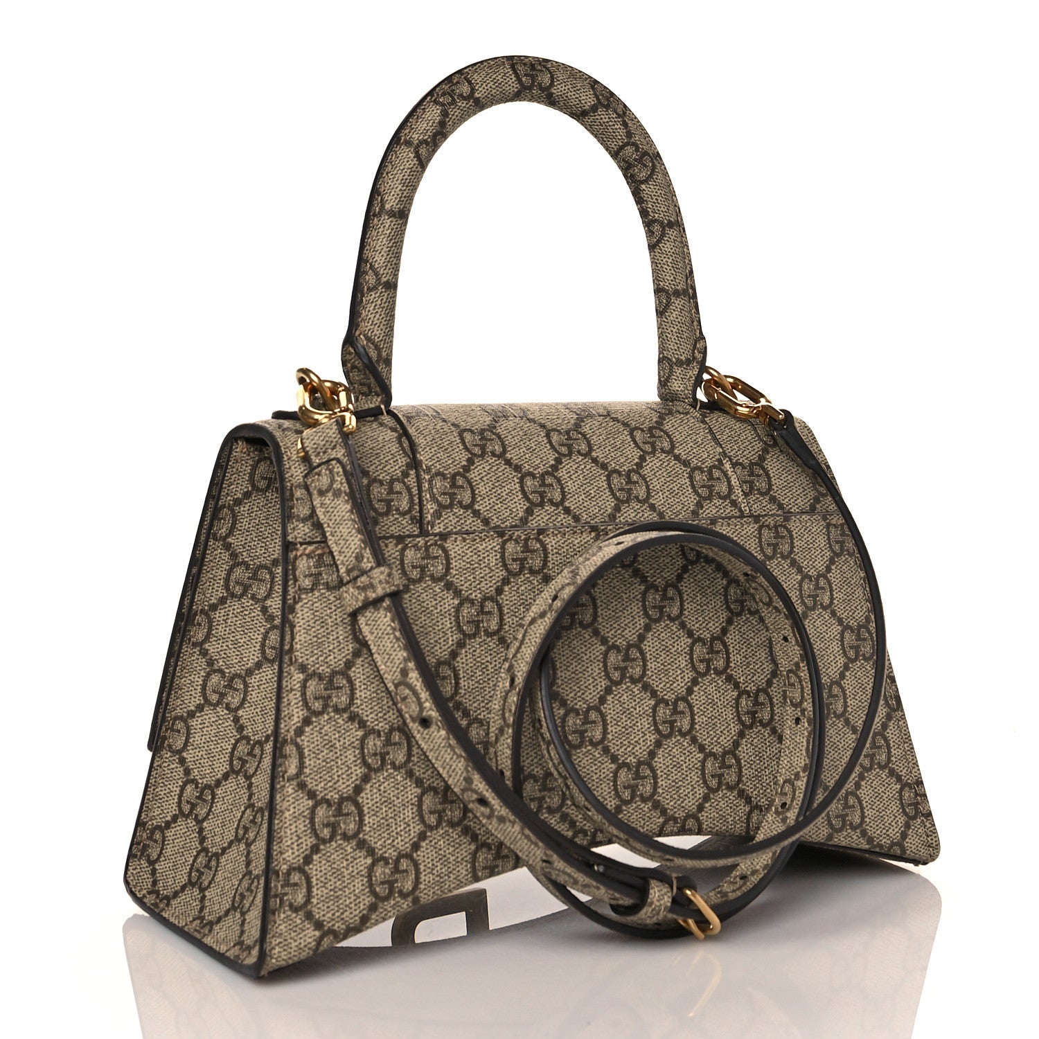 Balenciaga X GUCCI GG Supreme Monogram Small Hourglass Top Handle Bag Beige Ebony 2 of 17