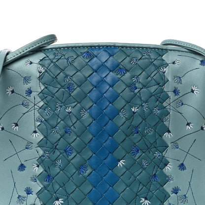 Bottega Veneta Nappa Intrecciato Floral Embroidered Pillow Crossbody Messenger Blue 7 of 9