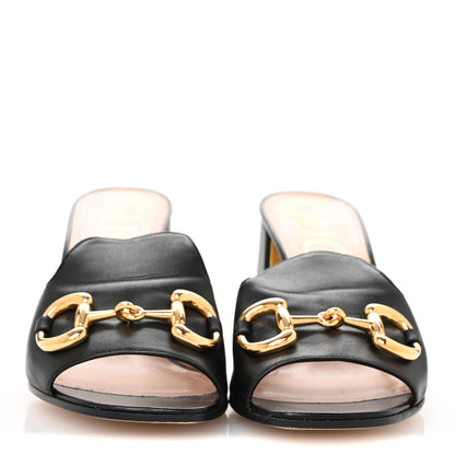 Gucci Nappa Horsebit 75mm Slide Sandals 37.5 Black 3 of 10