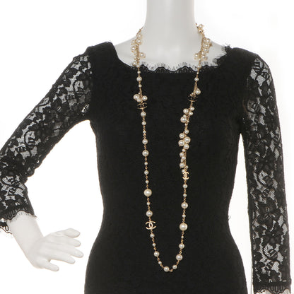 Chanel Classic CC Long Pearl Necklace Gold 3 of 7