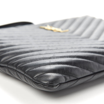 Saint Laurent Calfskin Matelasse Monogram Cassandre Tablet Pouch Black 8 of 9