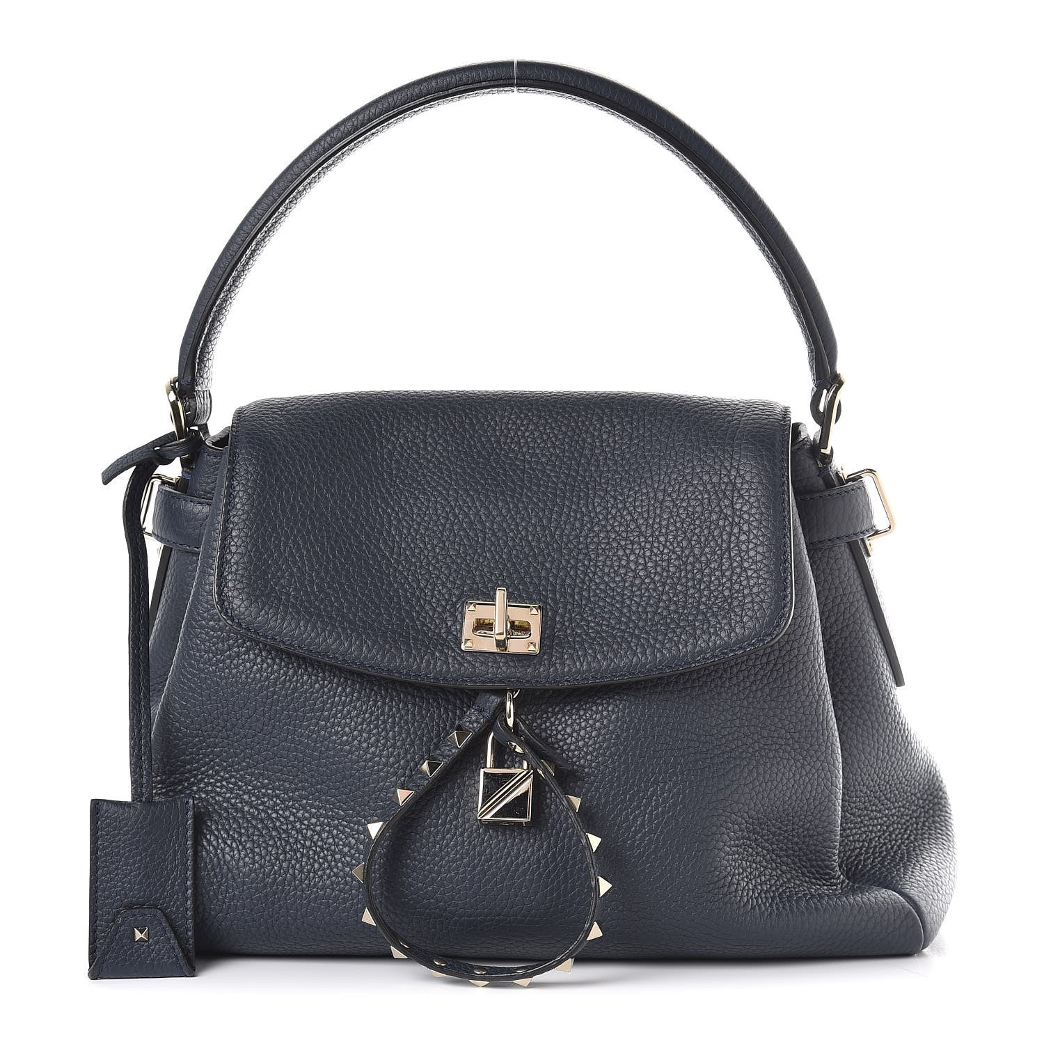 Valentino Garavani Grained Lagun Calfskin Rockstud Twiny Top Handle Bag Marine 1 of 7
