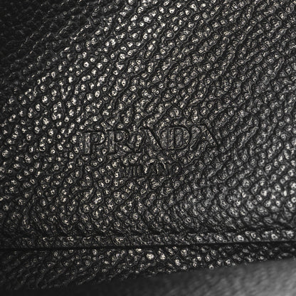 Prada Vitello Micrograin Triangle Zip Card Holder Black 6 of 7