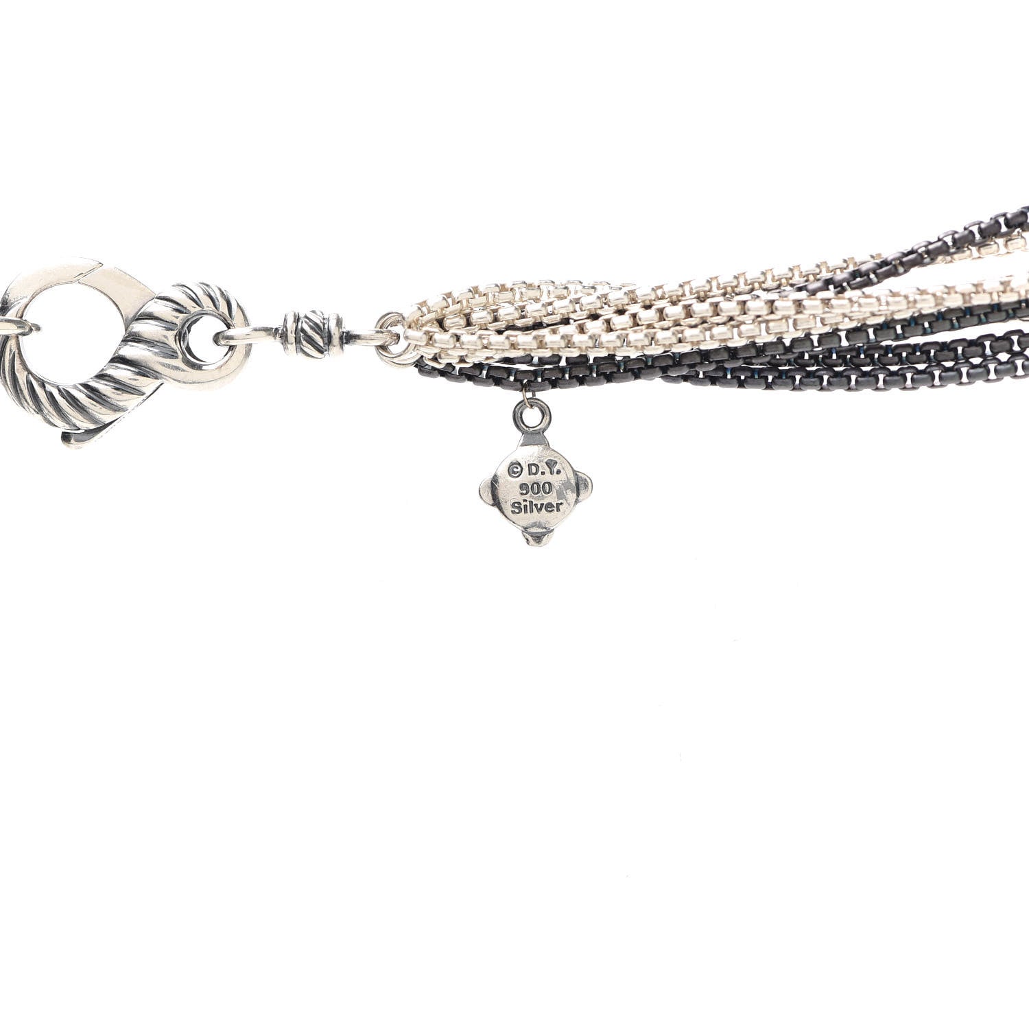David Yurman Sterling Silver Eight Row Curb Link Necklace 5 of 5