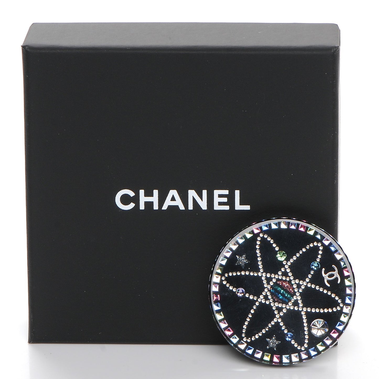 Glittered Resin Strass Brooch Black Pink