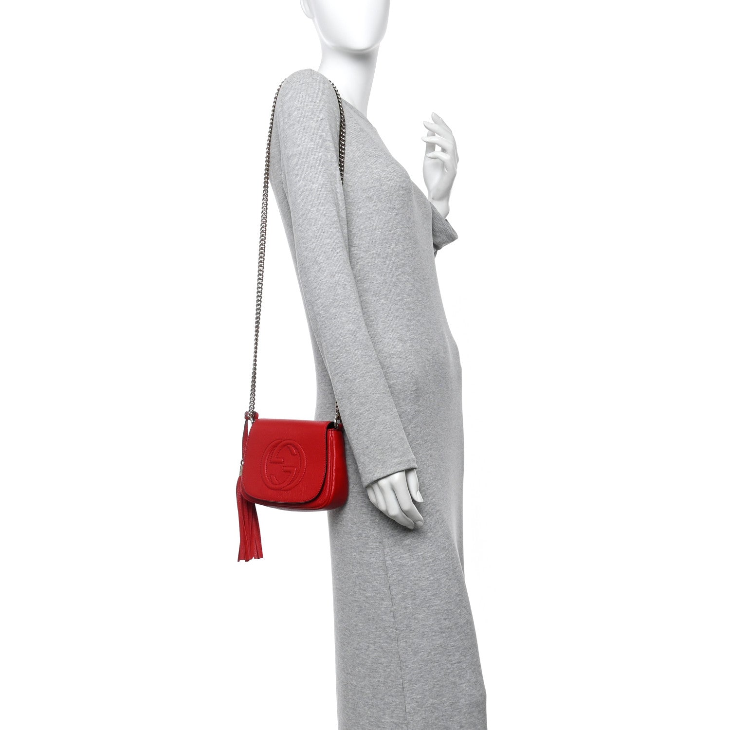 Gucci Pebbled Calfskin Small Soho Flap Crossbody Red 2 of 10
