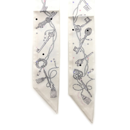 Hermes Silk Les Cles A Pois Twilly White Gris Acier 2 of 4