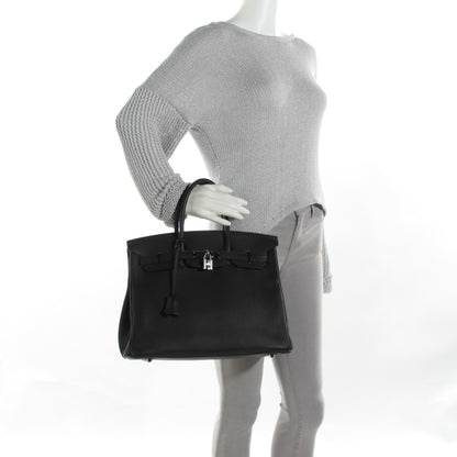 Hermes Taurillon Clemence Birkin 35 Black 2 of 16