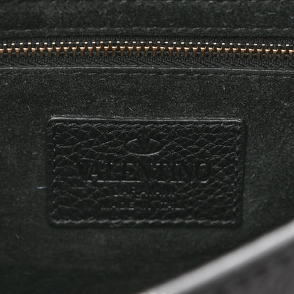 Valentino Garavani Pebbled Calfskin Small Rockstud Single Handle Flap Bag Black 6 of 9