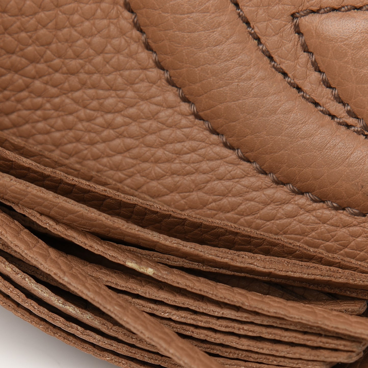 Pebbled Calfskin Small Soho Disco Bag Camelia