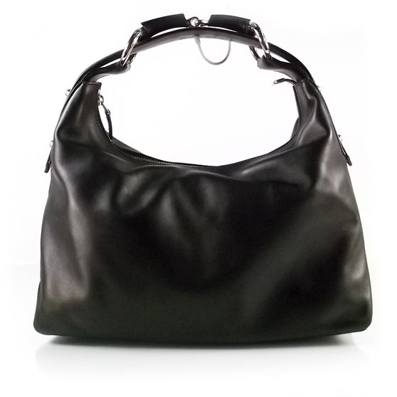 Gucci Leather Medium Horsebit Chain Hobo Black 1 of 8