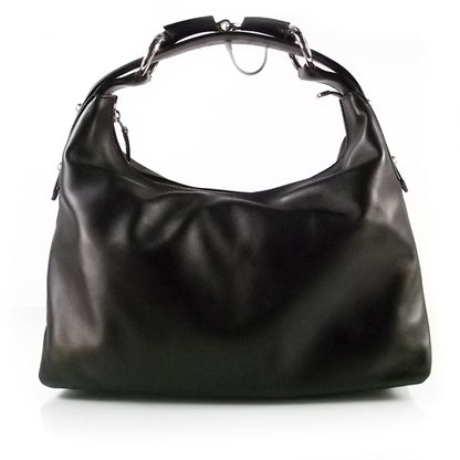 Gucci Leather Medium Horsebit Chain Hobo Black 1 of 8