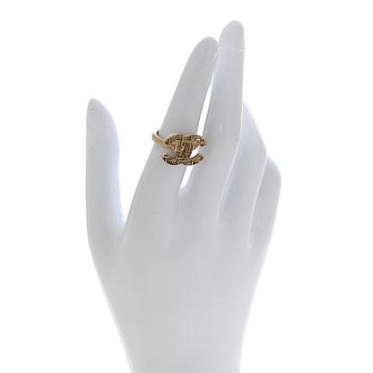 Chanel Tweed Effect CC Ring 53 6.25 Gold 2 of 5
