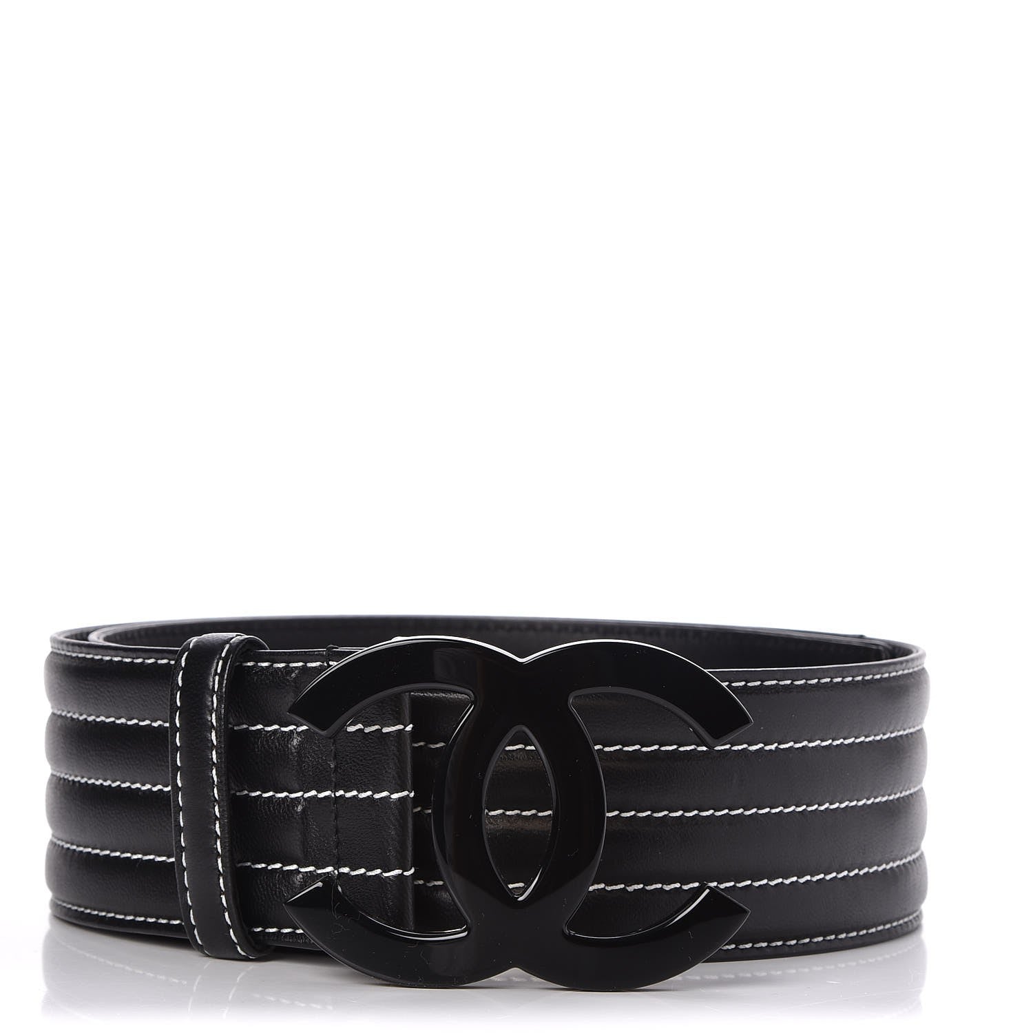 Chanel Calfskin Stitched CC Belt 85 34 Black 1 of 9