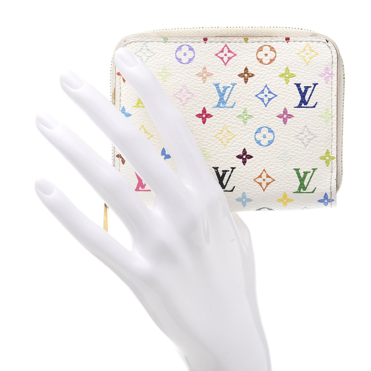 Monogram Multicolor Zippy Coin Purse Wallet White Litchi