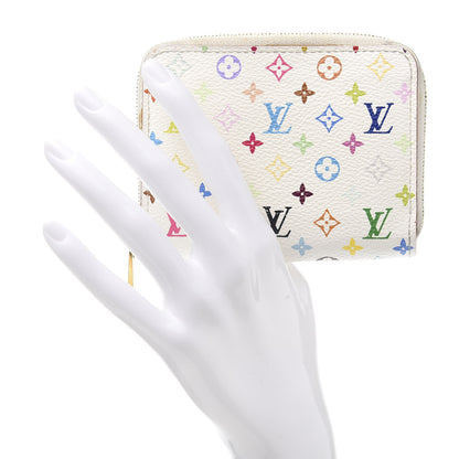 Louis Vuitton Monogram Multicolor Zippy Coin Purse Wallet White Litchi 2 of 9