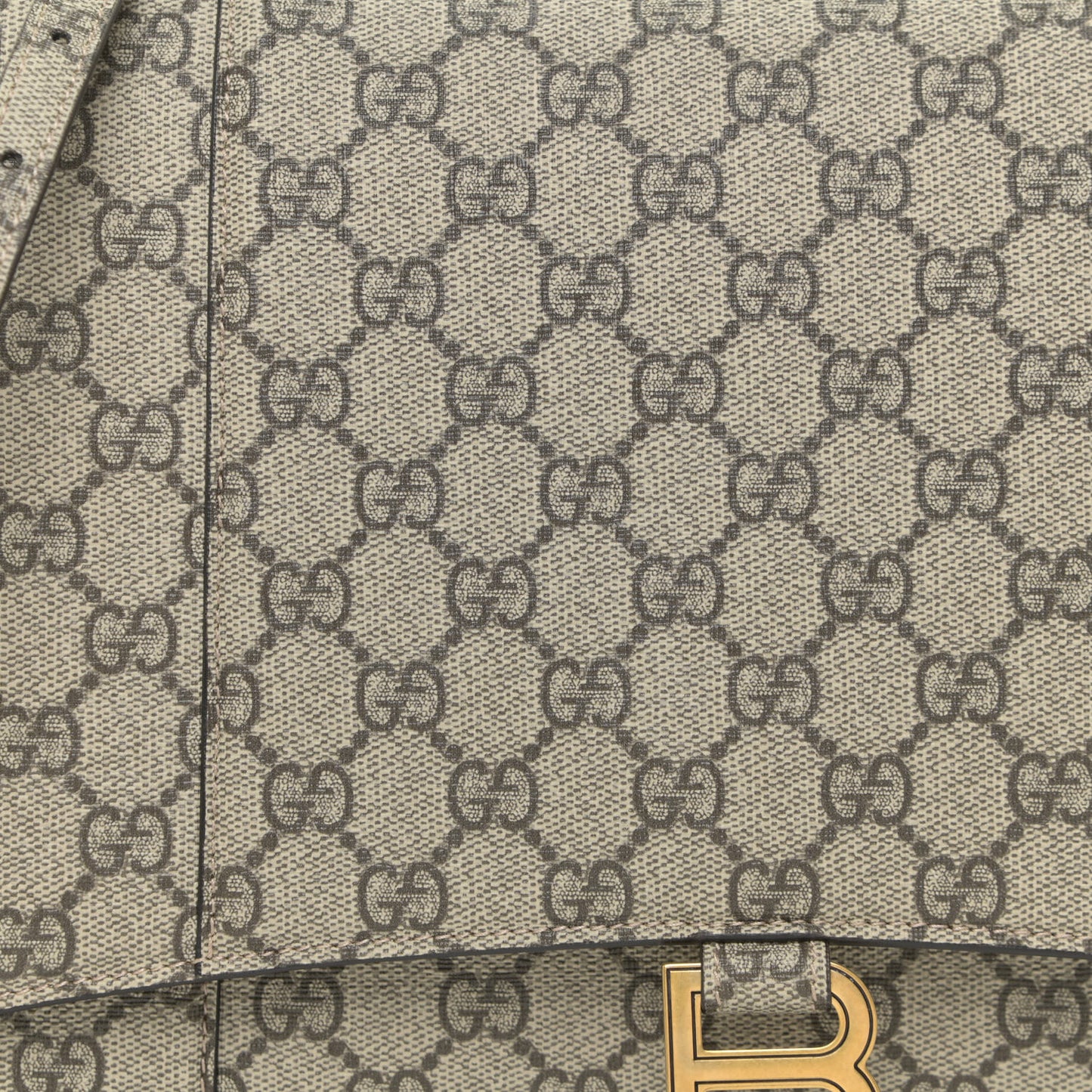 X GUCCI GG Supreme Monogram Medium Hourglass Top Handle Bag Beige Ebony