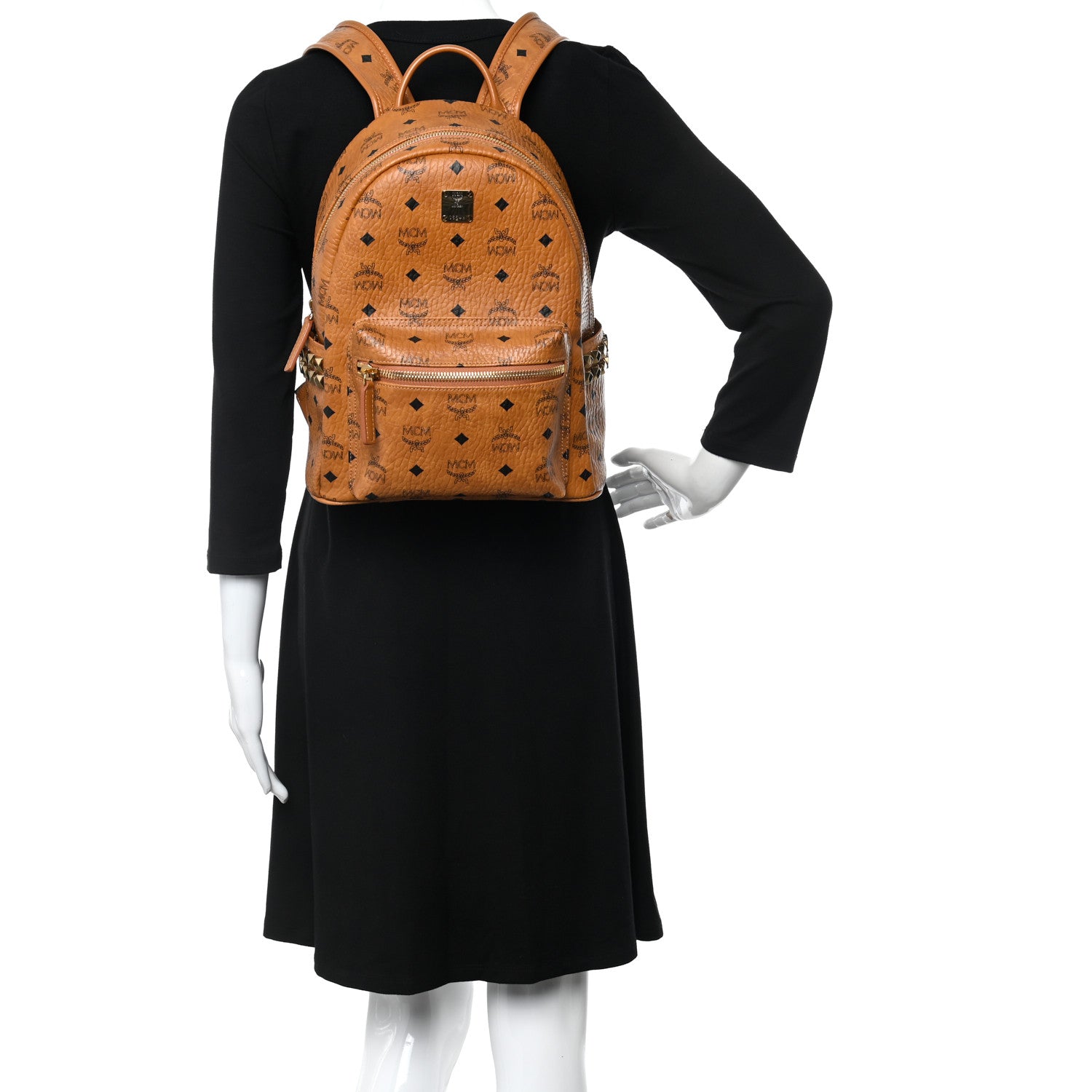MCM Visetos Small Side Stud Stark Backpack Cognac 2 of 15