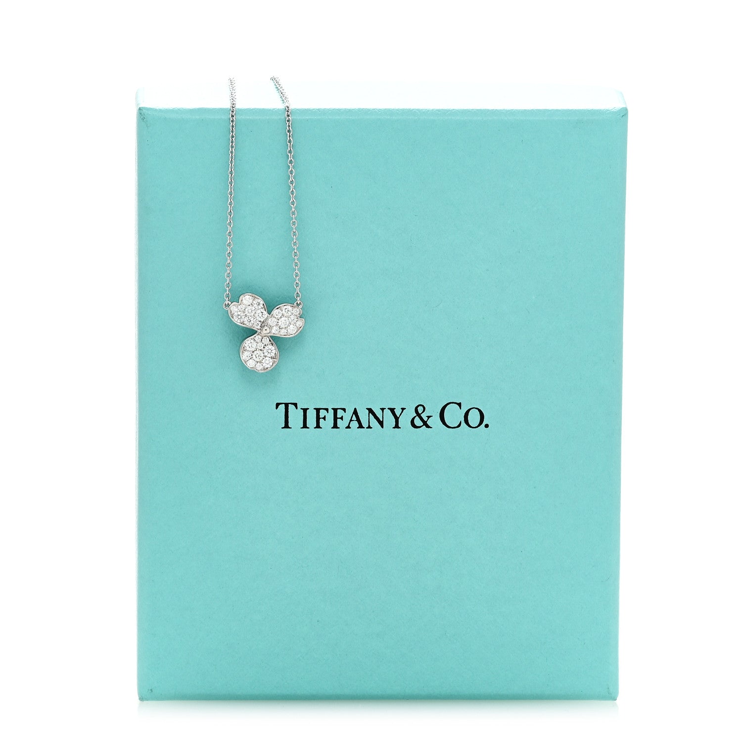 Tiffany Platinum Diamond Paper Flowers Pave Pendant Necklace 7 of 7