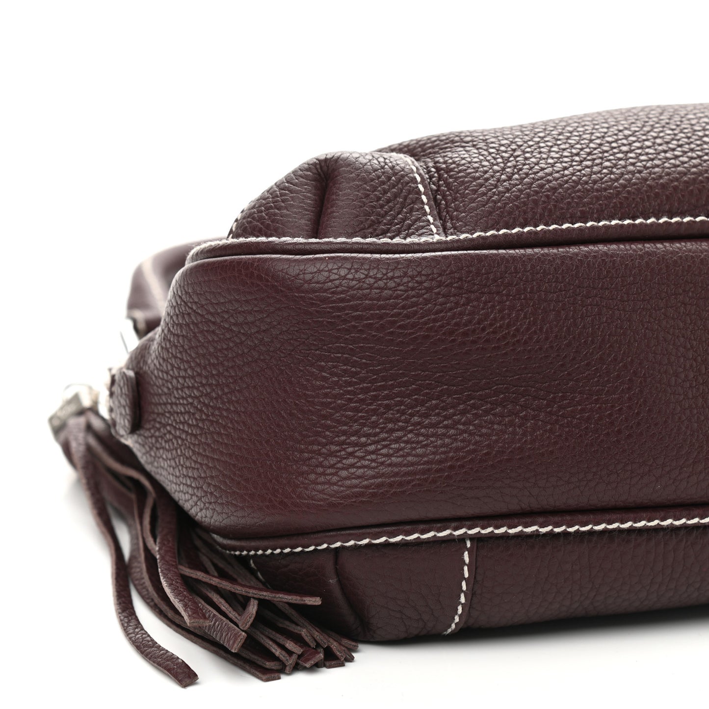 Grained Calfskin Tassel Hobo Dark Bordeaux