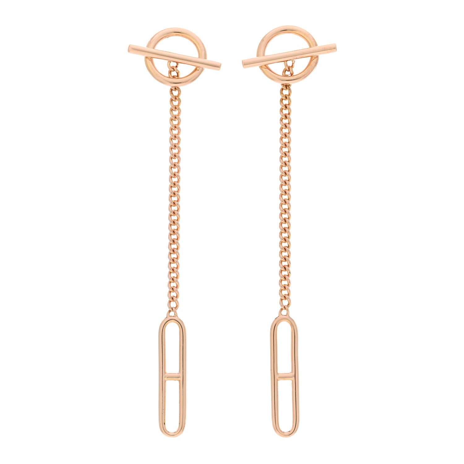 Hermes 18K Rose Gold Echappee Asymmetric Earrings 1 of 5