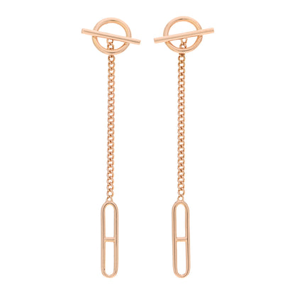 Hermes 18K Rose Gold Echappee Asymmetric Earrings 1 of 5