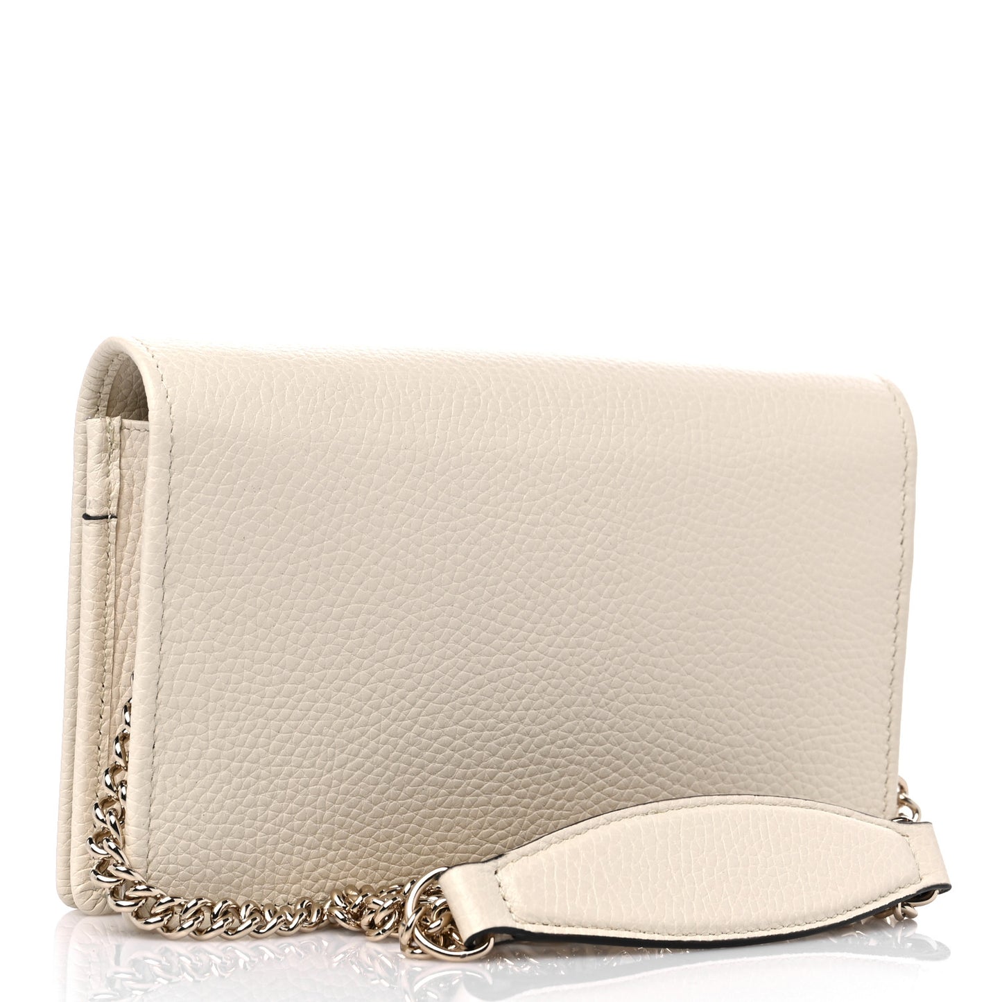 Pebbled Calfskin Soho Wallet on Chain Ivoire