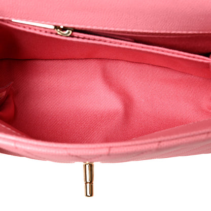 Chanel Caviar Chevron Quilted Mini Coco Handle Flap Pink 4 of 9