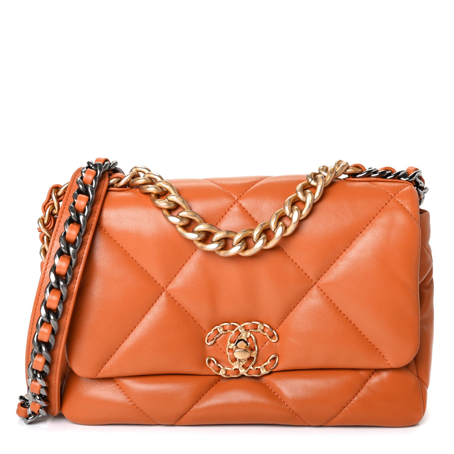Chanel Lambskin Quilted Medium Chanel 19 Flap Light Brown 1 of 4