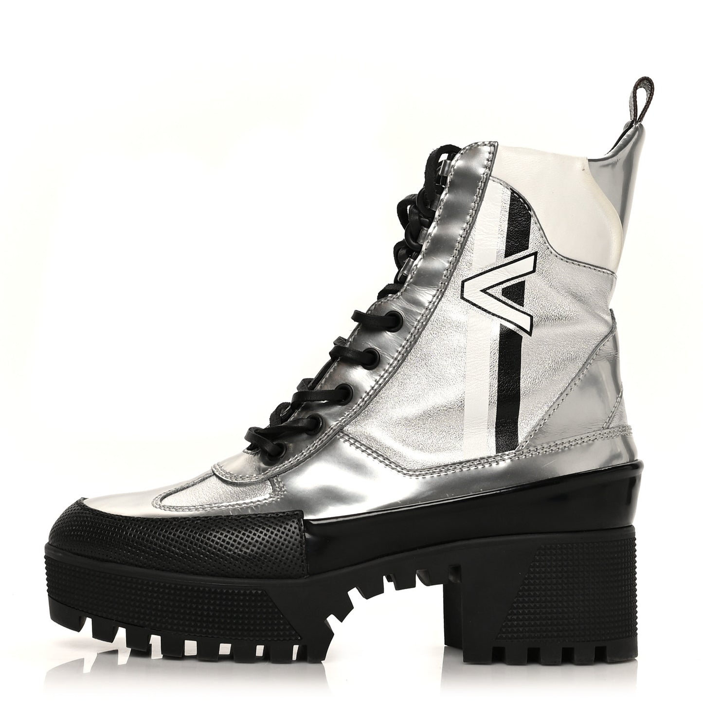 Patent Calfskin Spaceship Laureate Platform Desert Boots 37.5 Silver