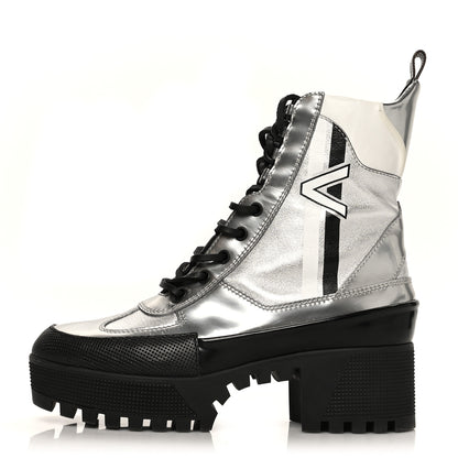 Louis Vuitton Patent Calfskin Spaceship Laureate Platform Desert Boots 37.5 Silver 1 of 10