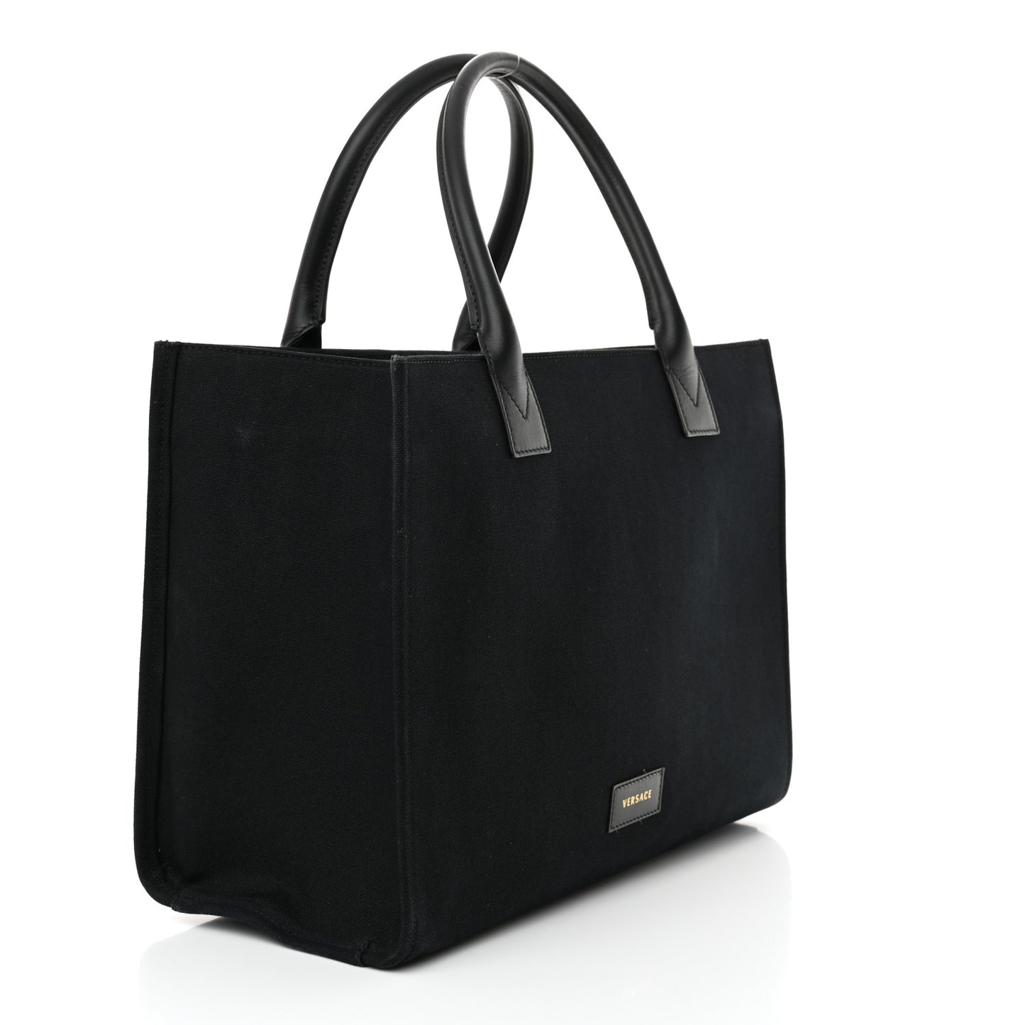 Canvas Suppler Calfskin Cabas GV Signature Tote Black