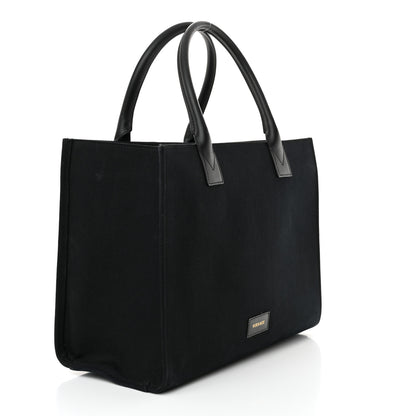 Versace Canvas Suppler Calfskin Cabas GV Signature Tote Black 3 of 12