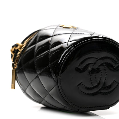 Chanel Patent Quilted Afternoon Tea Top Handle Vanity Case With Chain Black 9 of 13