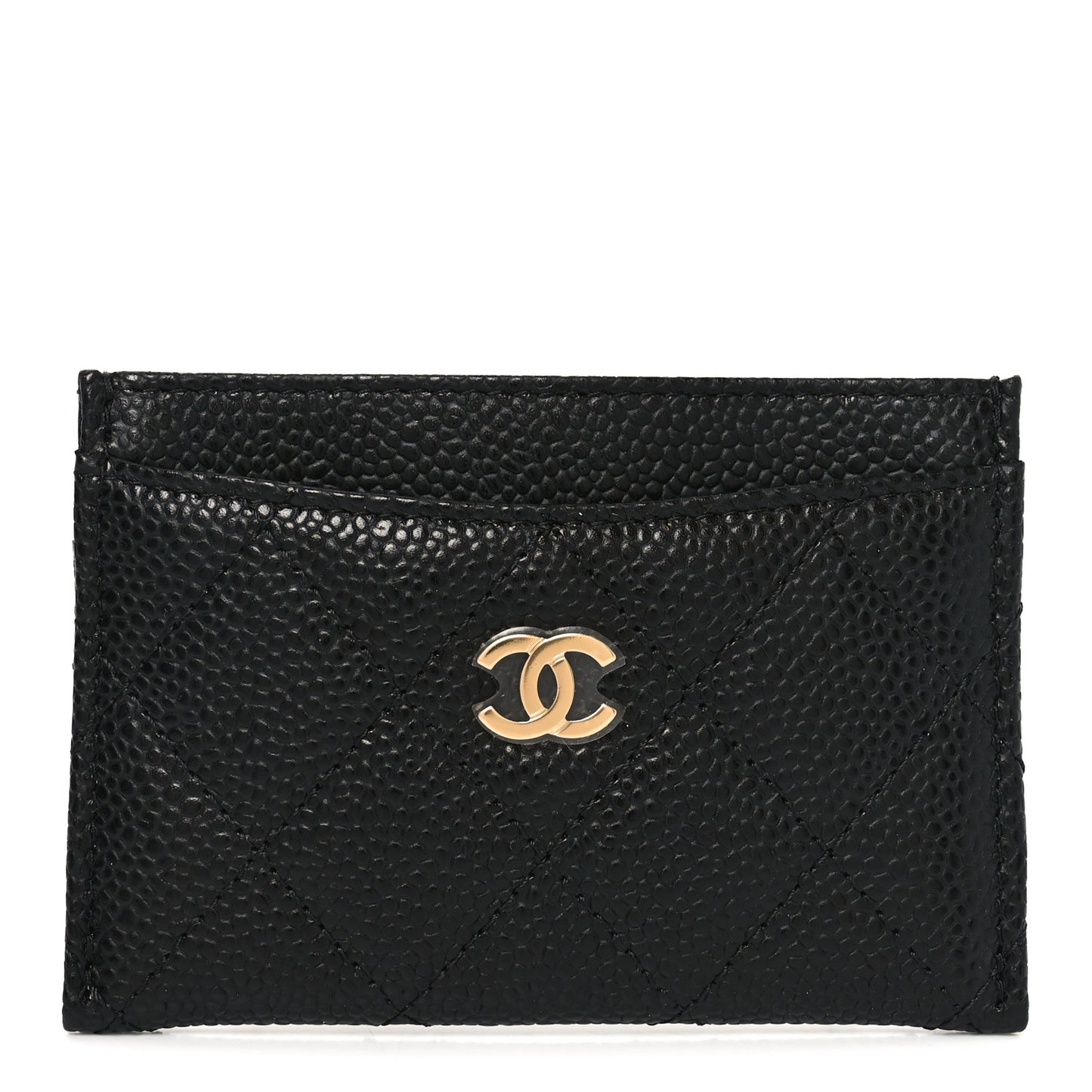 Caviar Quilted Card Holder Black