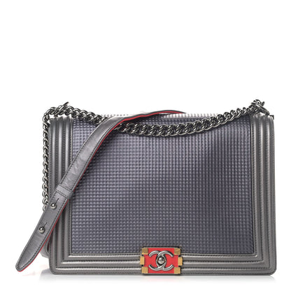 Chanel Lambskin Embossed New Medium Boy Cube Flap Grey 1 of 8