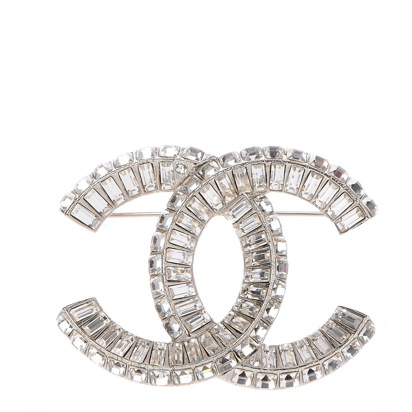 Baguette Crystal CC Brooch Silver