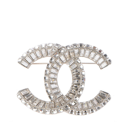 Chanel Baguette Crystal CC Brooch Silver 1 of 5
