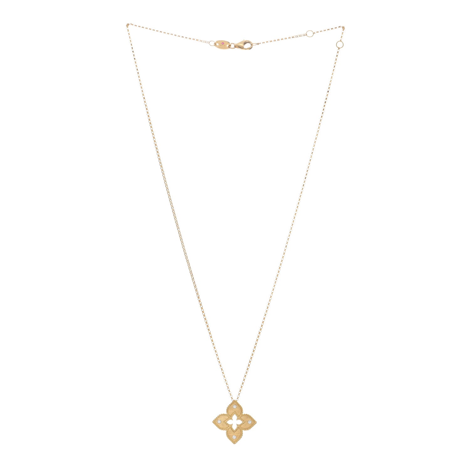 Roberto Coin 18K Yellow Gold Diamond Petite Venetian Princess Flower Pendant Necklace 2 of 4