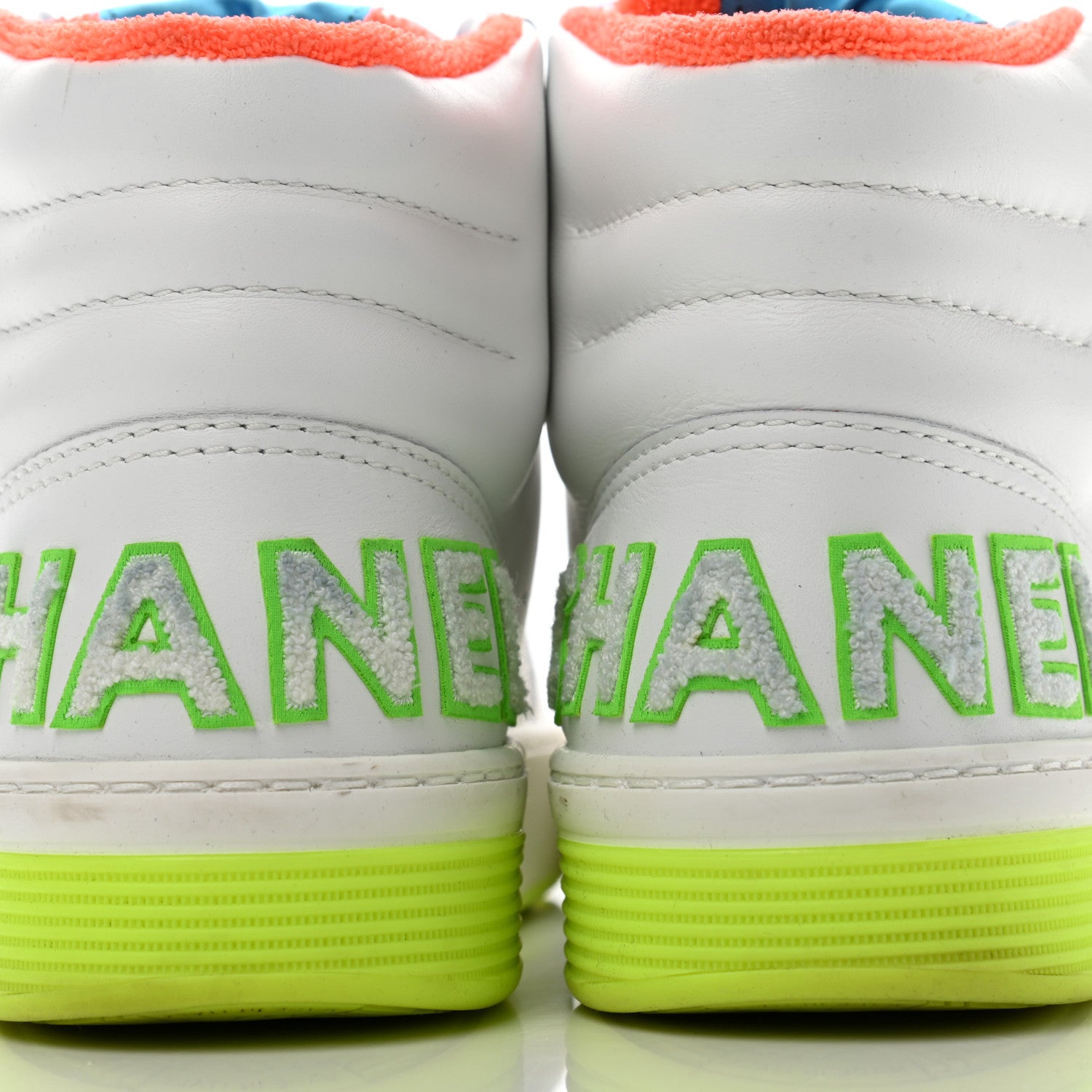 Chanel Calfskin Womens Logo High Top Sneakers 37 White Multicolor 9 of 13