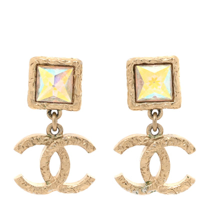 Chanel Iridescent Baguette Crystal CC Drop Earrings Gold 1 of 5