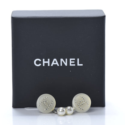 Chanel Resin Crystal CC Drop Earrings Silver 5 of 5