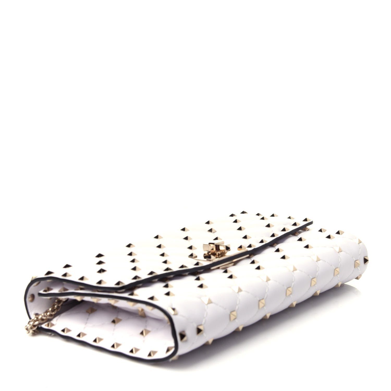 Valentino Garavani Lambskin Rockstud Spike Wallet on Chain White 4 of 11