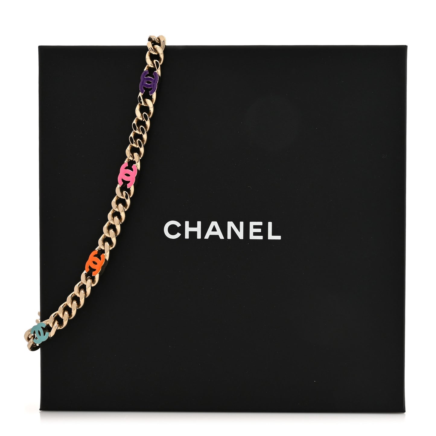 Metal Enamel Chain CC Choker Gold Multicolor