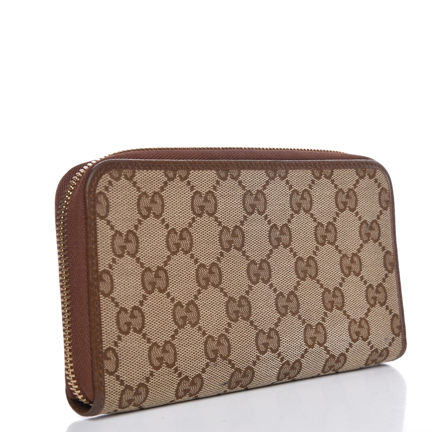 Monogram Dollar Calfskin Zip Around Wallet Beige Ebony Tabacco