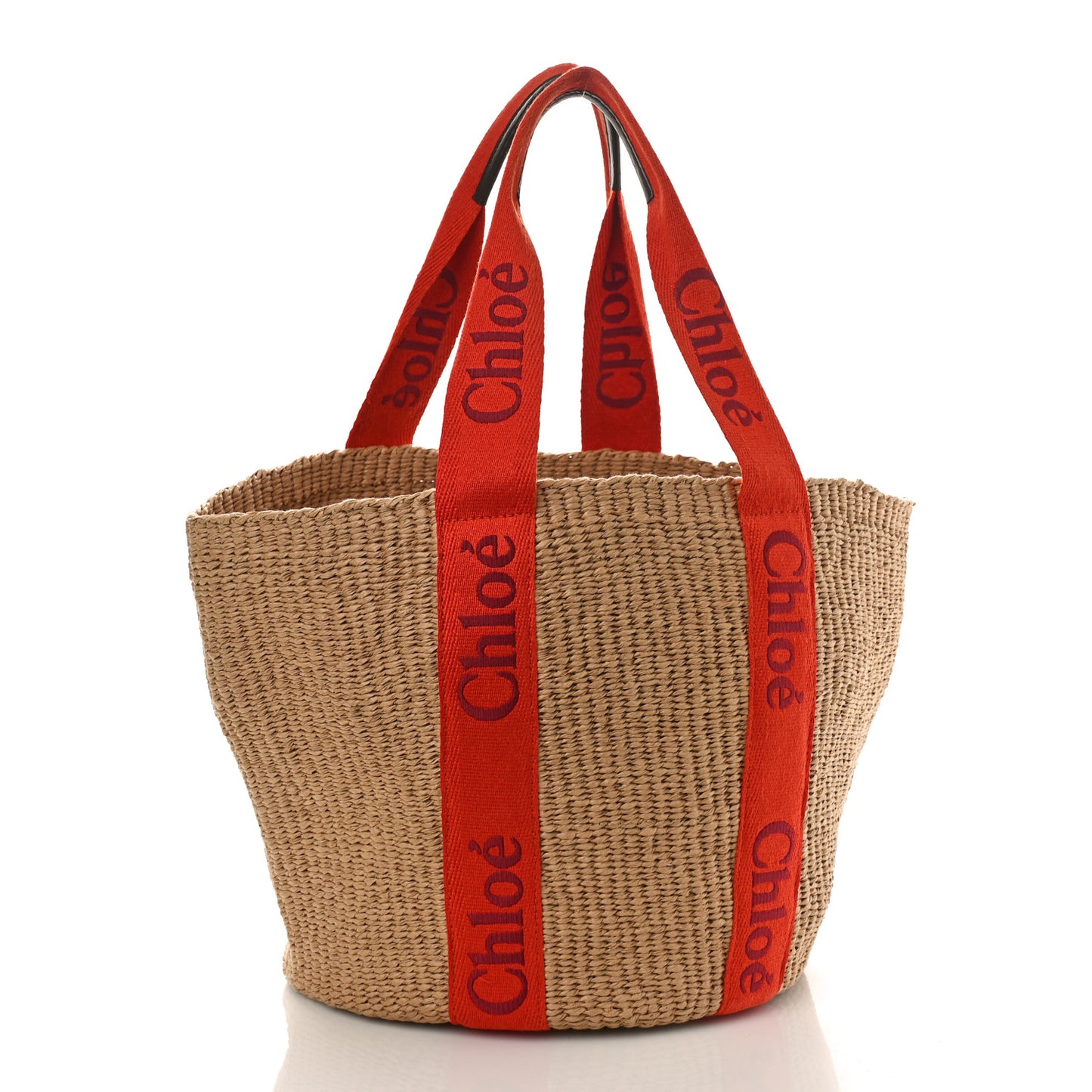 Raffia Large Woody Basket Bag Orange