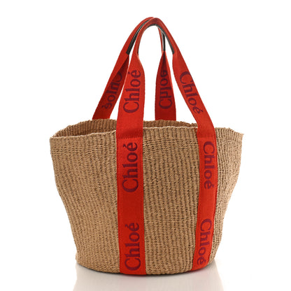 Chloe Raffia Large Woody Basket Bag Orange 3 of 8