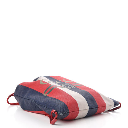 Gucci Canvas Logo Sylvie Stripe Drawstring Backpack Red 4 of 10